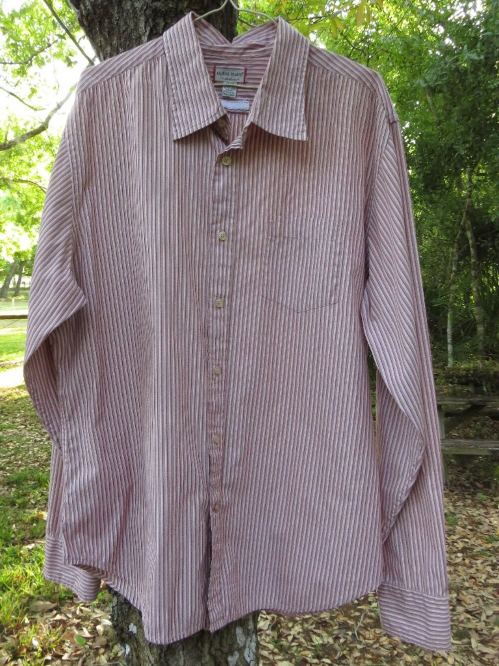 Guess Jeans Mens Long Sleeved Striped X Large Shirt